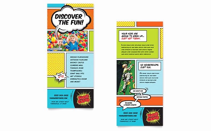 Rack Card Template Word Fresh Fun Kid’s Club Marketing that Pops