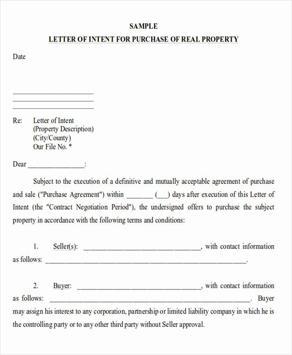 Real Estate Letter Templates Elegant 60 Sample Letter Of Intent