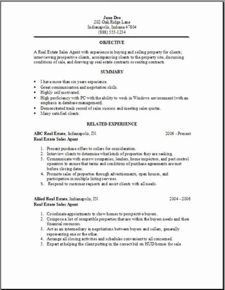 Real Estate Resume Templates Lovely Real Estate Resume Examples Samples Free Edit with Word