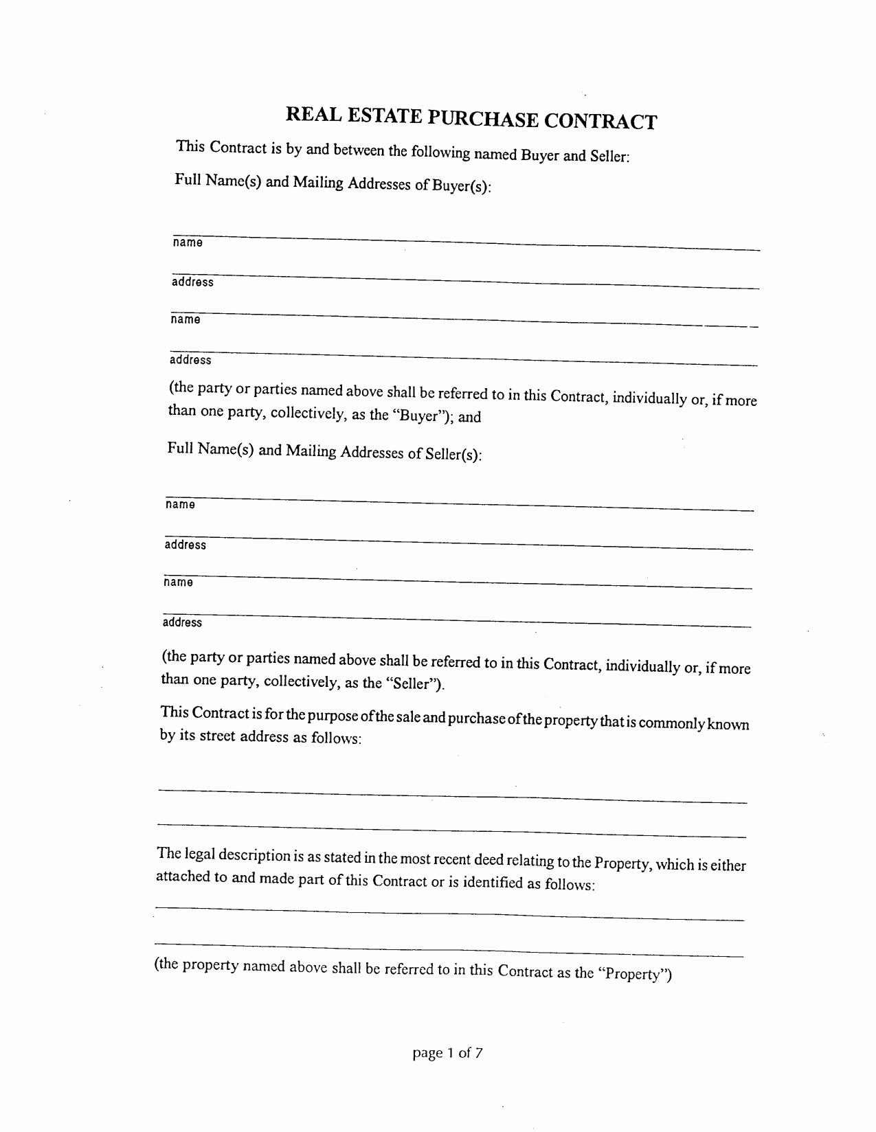 Real Estate Sale Contract Template Awesome 20 Printable Blank Contract Template Examples Thogati