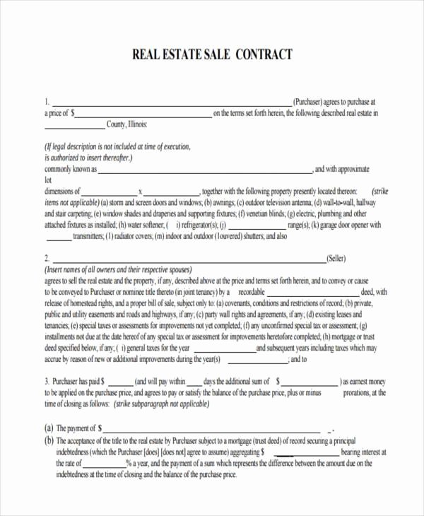 Real Estate Sale Contract Template Awesome 8 Sale Contract form Samples Free Sample Example