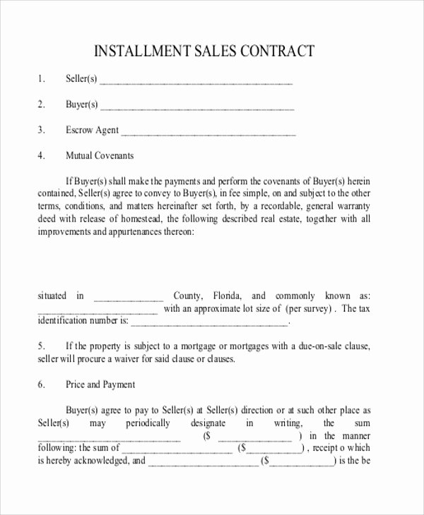 Real Estate Sale Contract Template Awesome Sample Installment Sales Contract 12 Examples In Word Pdf