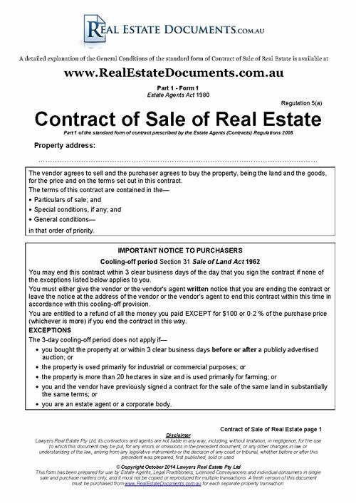 Real Estate Sale Contract Template Beautiful Contract Of Sale Of Real Estate Lawyers Conveyancing
