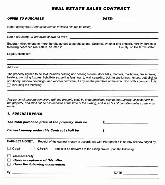Real Estate Sale Contract Template Elegant Sample Real Estate Purchase Agreement 7 Examples format