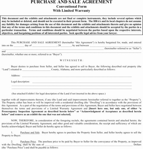 Real Estate Sales Contract Template Awesome Alabama Land Purchase Contract form Templates Resume