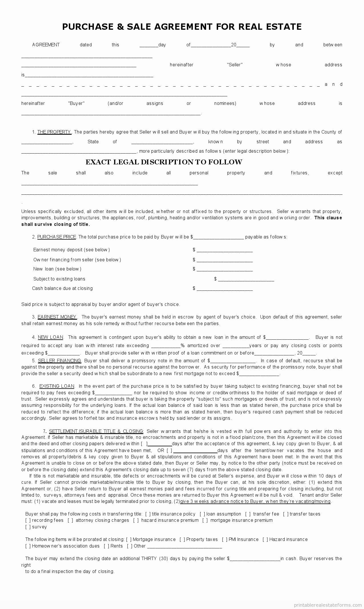 Real Estate Sales Contract Template Best Of Sample Printable Sales Contract for Ing Subject 2 form