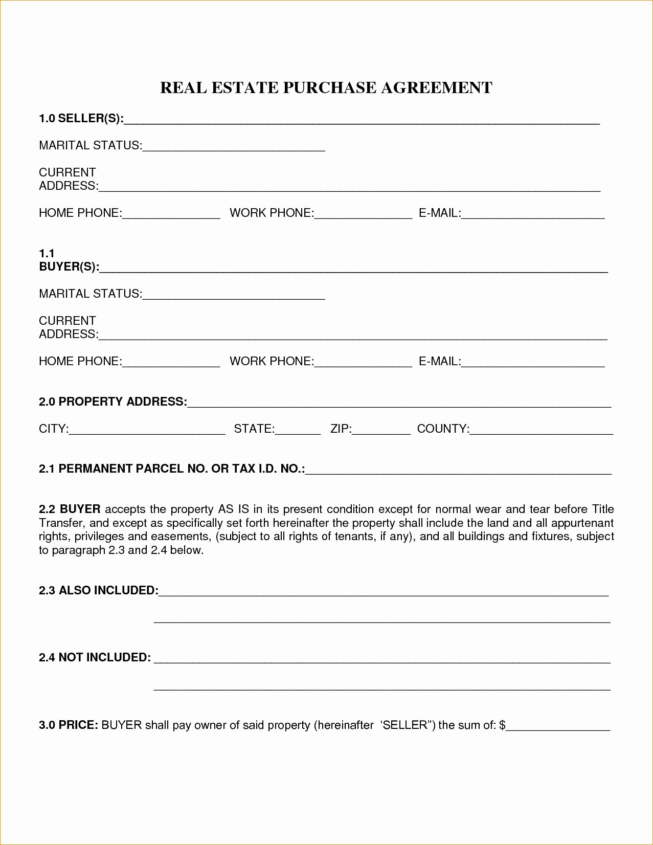 Real Estate Sales Contract Template Inspirational Property Buyout Agreement form Good Real Estate Purchase