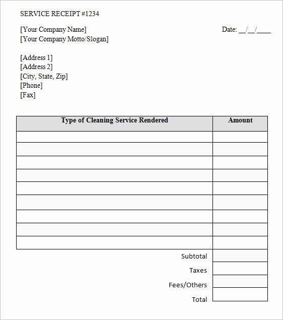 Receipt for Services Template Elegant Service Receipt Template – 9 Free Samples Examples format