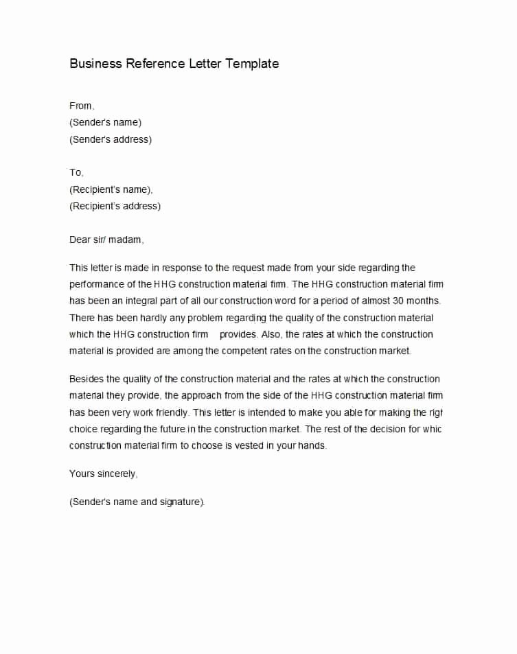 Reference Letter Template Free Elegant 45 Awesome Business Reference Letters Template Archive