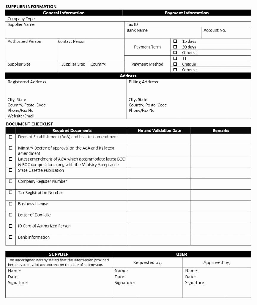 Registration form Template Word Luxury Vendor Registration form Template