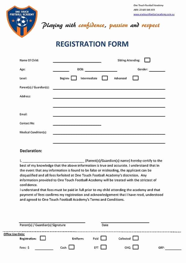 Registration form Template Word New Academy Registration form Templates