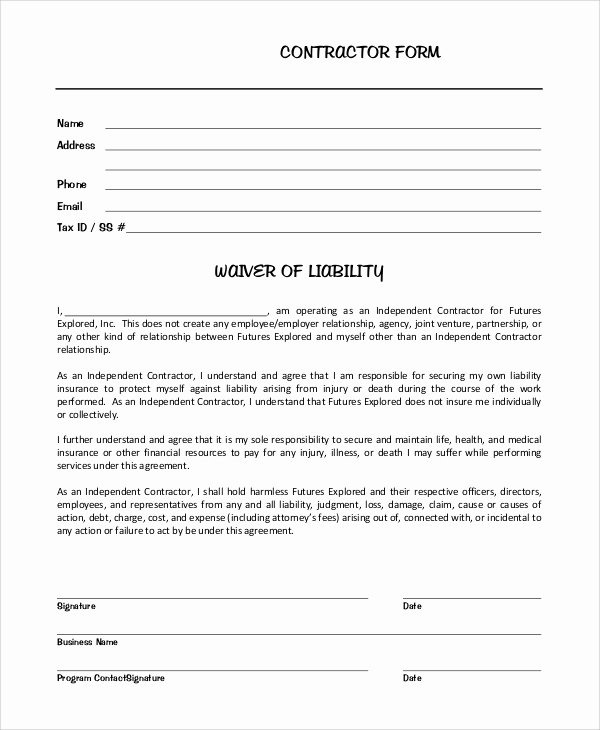 Release Of Liability form Template Beautiful Sample Waiver Of Liability 8 Examples In Pdf Word