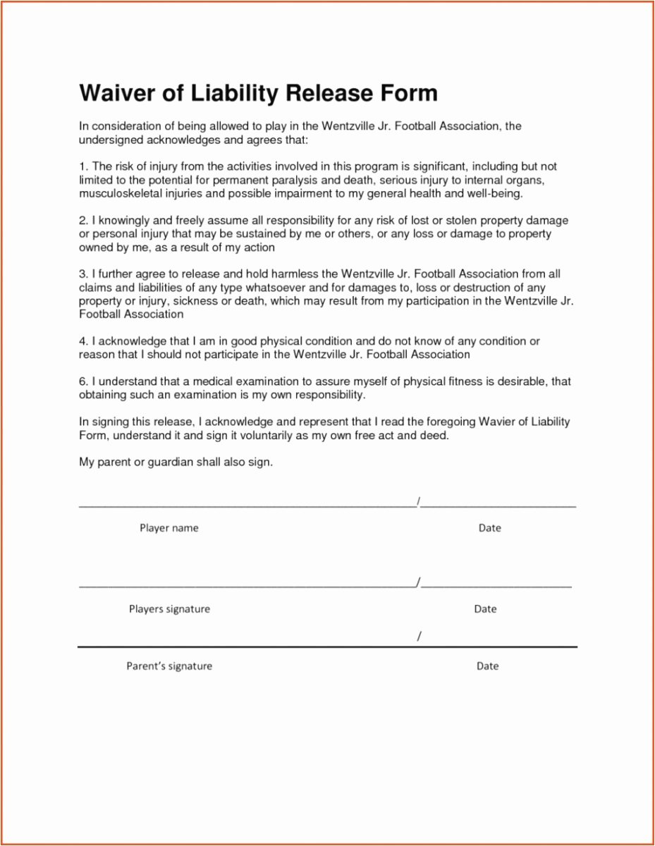 Release Of Liability form Template Unique Release Liability Letter Template Examples