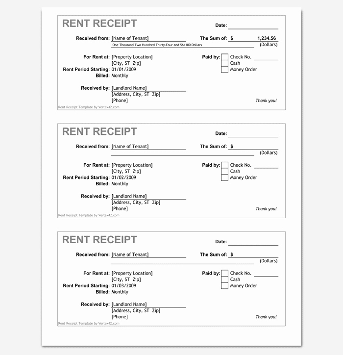 Rent Payment Receipt Template Beautiful Rent Receipt Template 9 forms for Word Doc Pdf format
