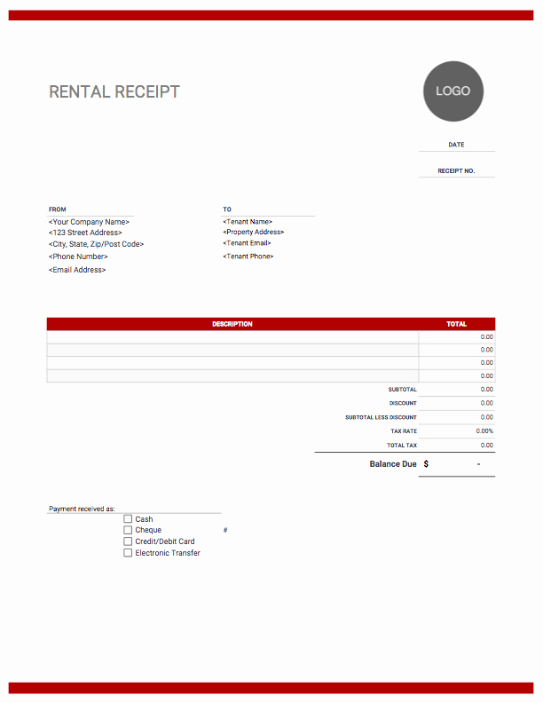 Rent Payment Receipt Template Lovely Rent Receipt Templates Free Download