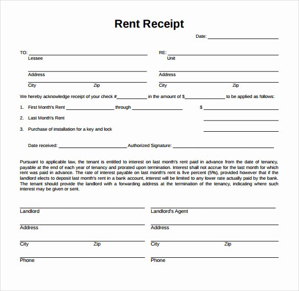 Rent Receipt Template Pdf New Sample Rent Receipt form Template 7 Free Documents In Pdf