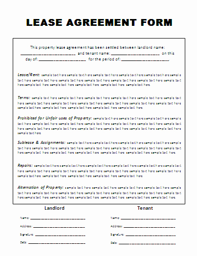 Rental Contract Template Word Best Of Printable Sample Residential Lease Agreement Template form