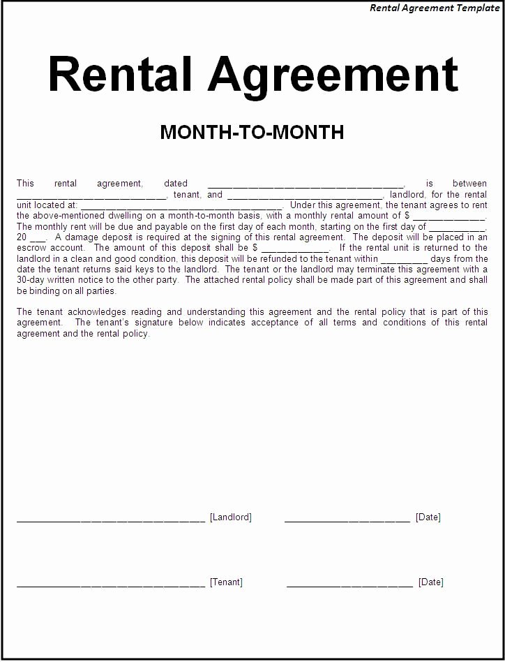 Rental Contract Template Word Fresh 30 Basic Editable Rental Agreement form Templates Thogati