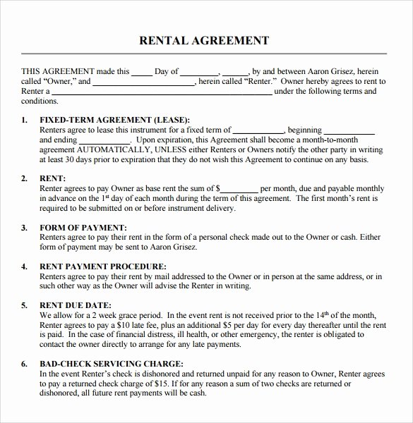 Rental Contract Template Word Lovely Sample Blank Rental Agreement 8 Free Documents In Pdf
