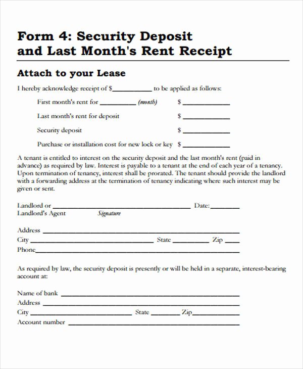 Rental Deposit Receipt Template Beautiful 40 Sample Receipt forms