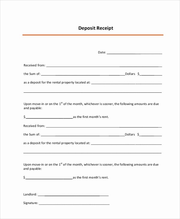 Rental Deposit Receipt Template Lovely Sample Rent Receipt 9 Examples In Pdf Word