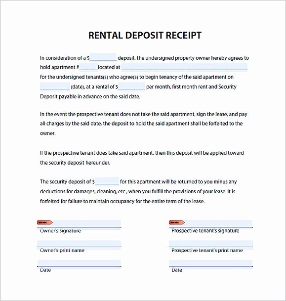 Rental Deposit Receipt Template New Rent Deposit Receipt Pdf 1 Rent Invoice Template