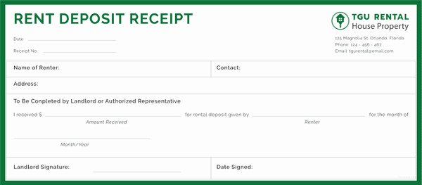 Rental Deposit Receipt Template New Rental Receipt Template 39 Free Word Excel Pdf