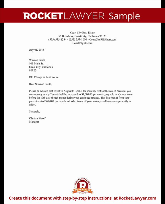 Rental Increase Letter Template Best Of Rent Increase Letter Template