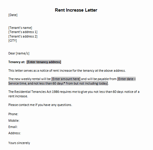 Rental Increase Letter Template Lovely 6 Rent Increase Letter Templates
