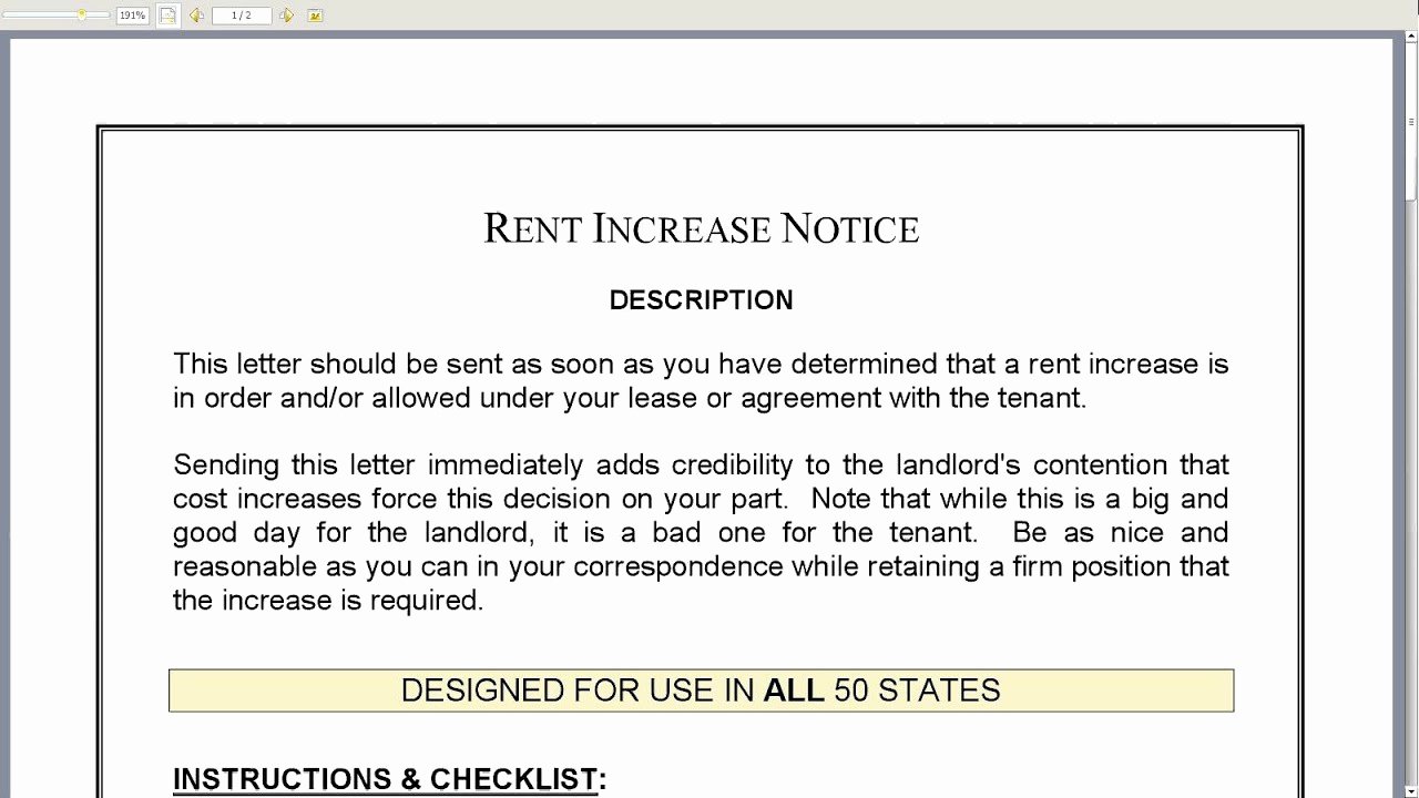 Rental Increase Letter Template Luxury Rent Increase Notice