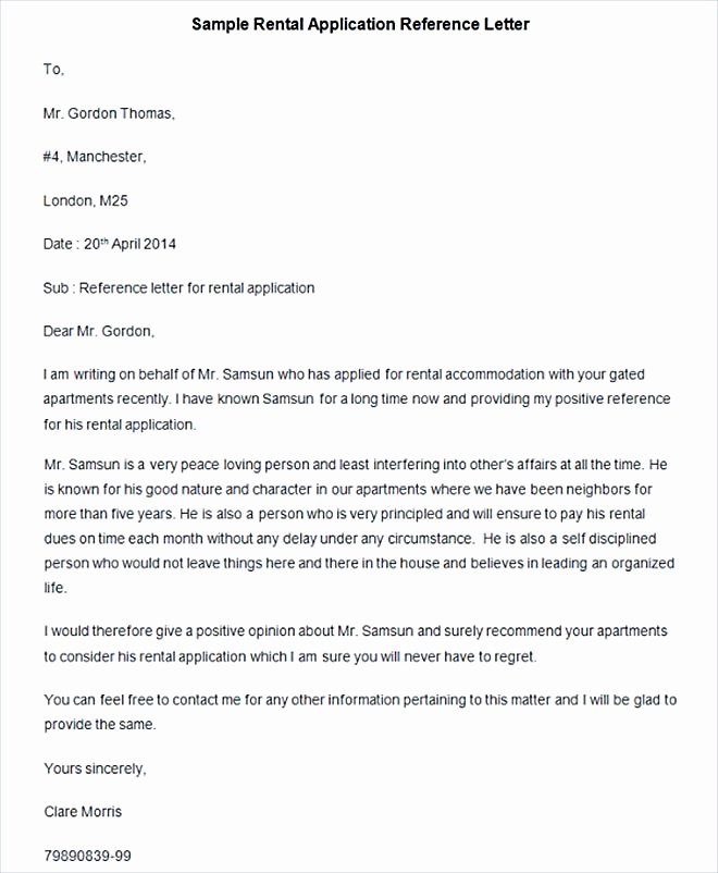 Rental Reference Letter Template New 43 Good Letter Template to Create More