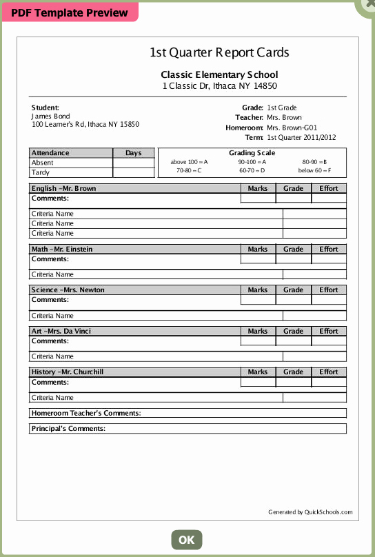 Report Card Template Free Best Of Select A Template for Your School’s Report Card soon