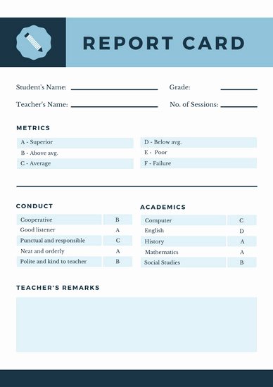 Report Card Template Free New Navy Blue Geometric Homeschool Report Card Templates by