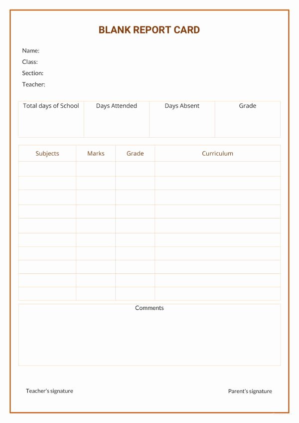 Report Card Template Free Unique 17 Report Card Template 6 Free Word Excel Pdf