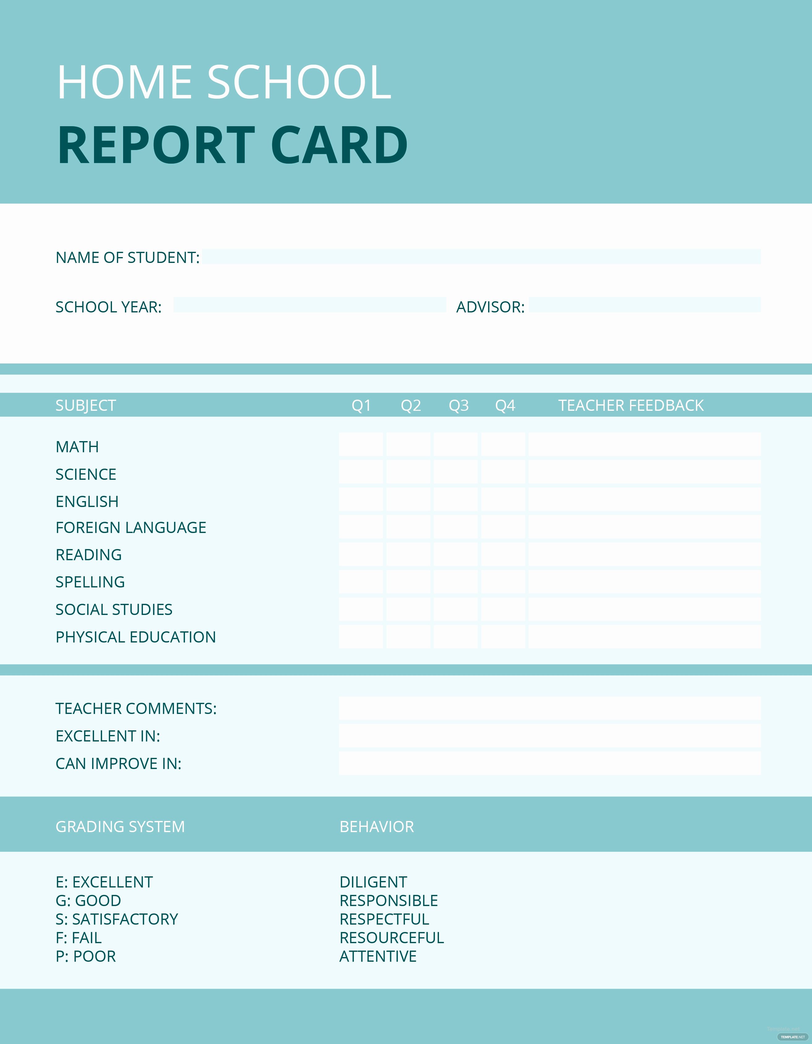 Report Card Template Free Unique Free Home School Report Card Template In Microsoft Word