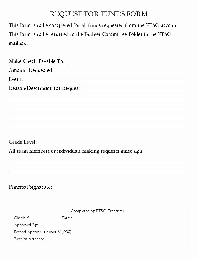 Request for Funds Template Beautiful Calvert Ptso Bud