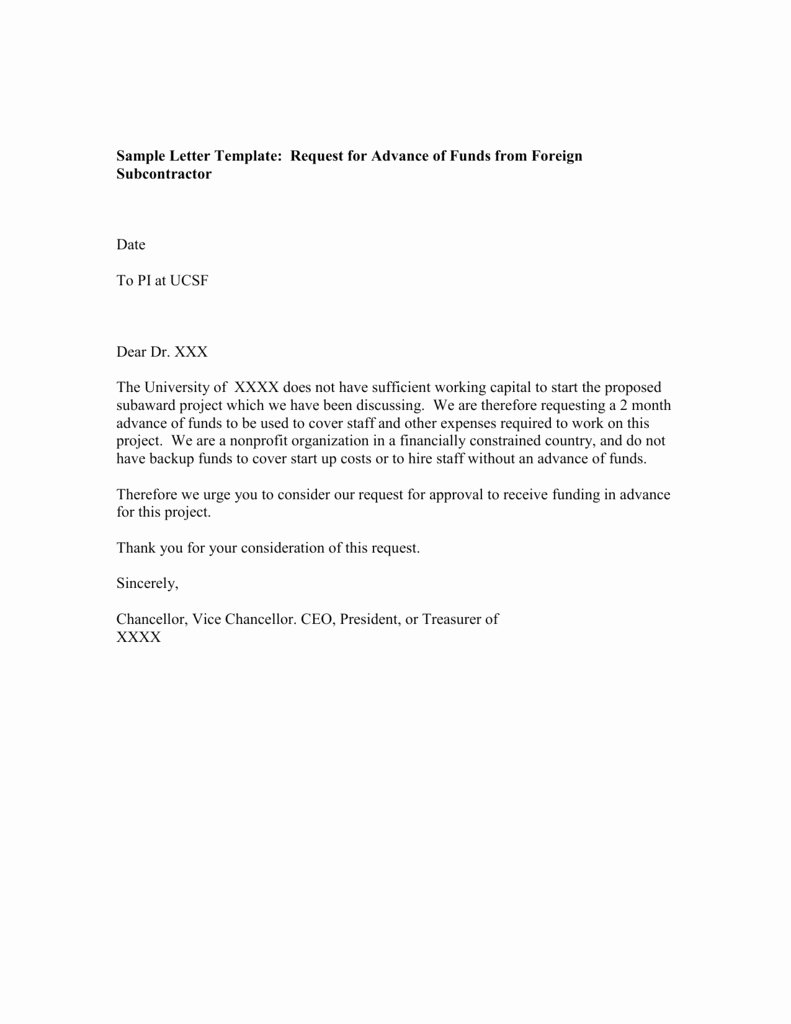 Request for Funds Template Lovely Sample Letter Template Request for Advance Of Funds From