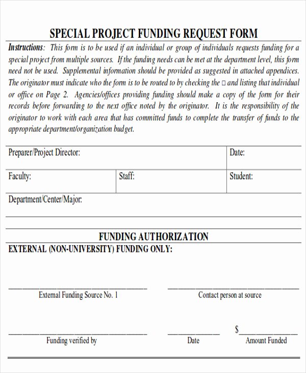 Request for Funds Template New Sample Funding Request form 10 Examples In Word Pdf