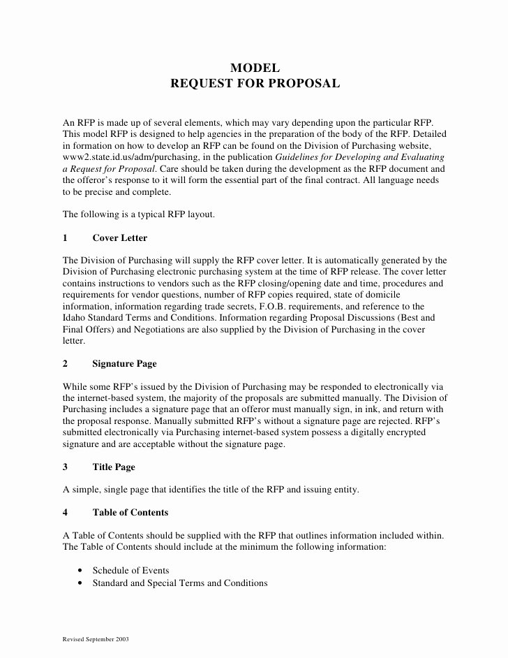 Request for Proposal Template Word Elegant Sample Request for Proposal format