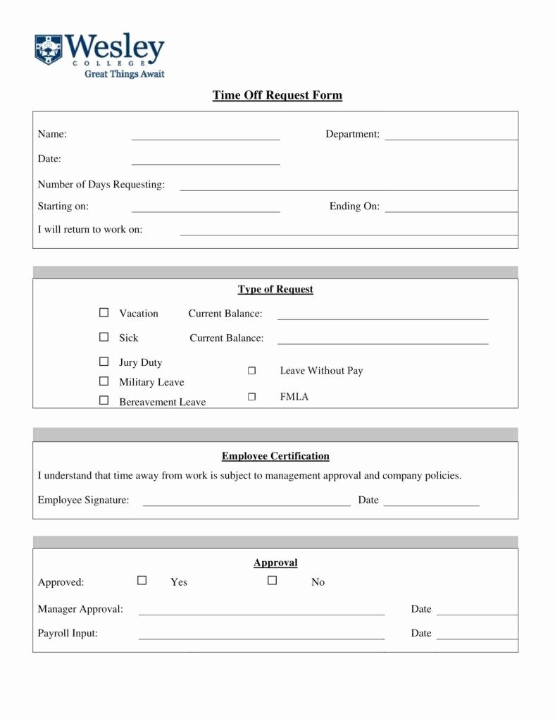 Request Off forms Templates Best Of 9 Pto Request form Templates Pdf