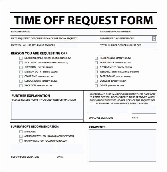 Request Off forms Templates Fresh Sample Time F Request form 23 Download Free Documents