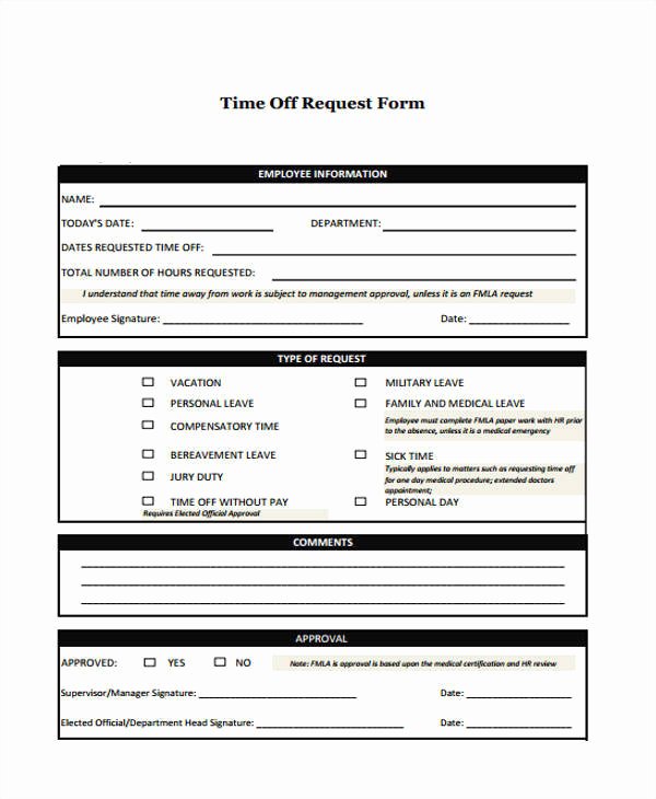 Request Off forms Templates Unique 24 Time F Request forms In Pdf