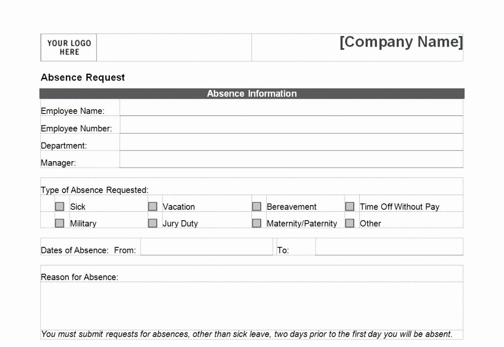 Requesting Time Off Template Beautiful Time F Request form Template Microsoft