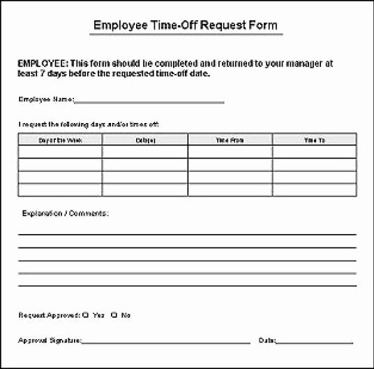 Requesting Time Off Template Fresh Time F Request forms Word Excel Samples