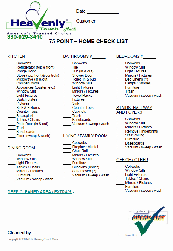 Residential Cleaning Checklist Template Lovely 40 Helpful House Cleaning Checklists for You