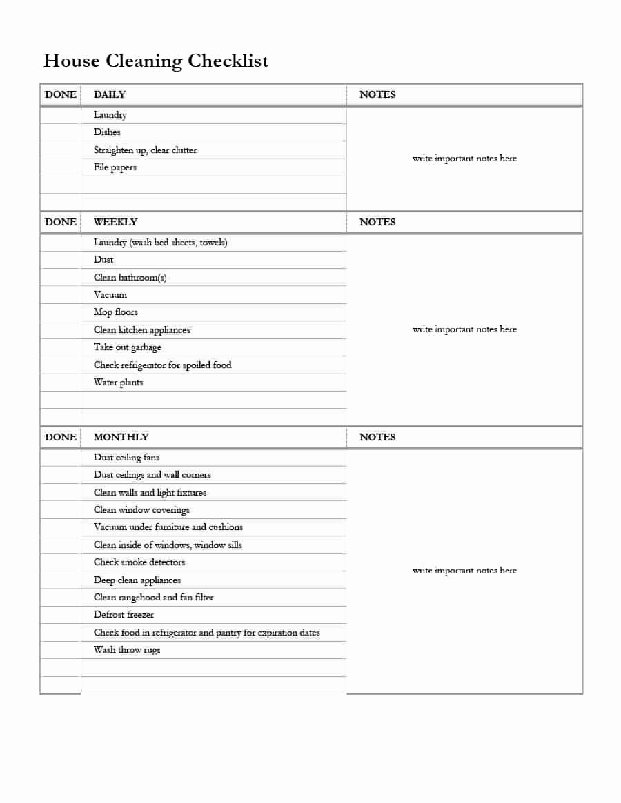 Residential Cleaning Checklist Template Lovely 40 Printable House Cleaning Checklist Templates Template Lab
