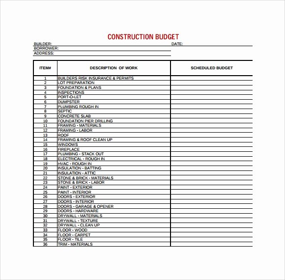 Residential Construction Budget Template Excel Elegant Construction Bud Template 9 Download Free Documents