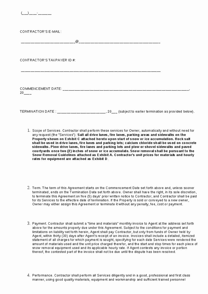 Residential Snow Removal Contract Template Best Of Snow Removal Contract Template 1721