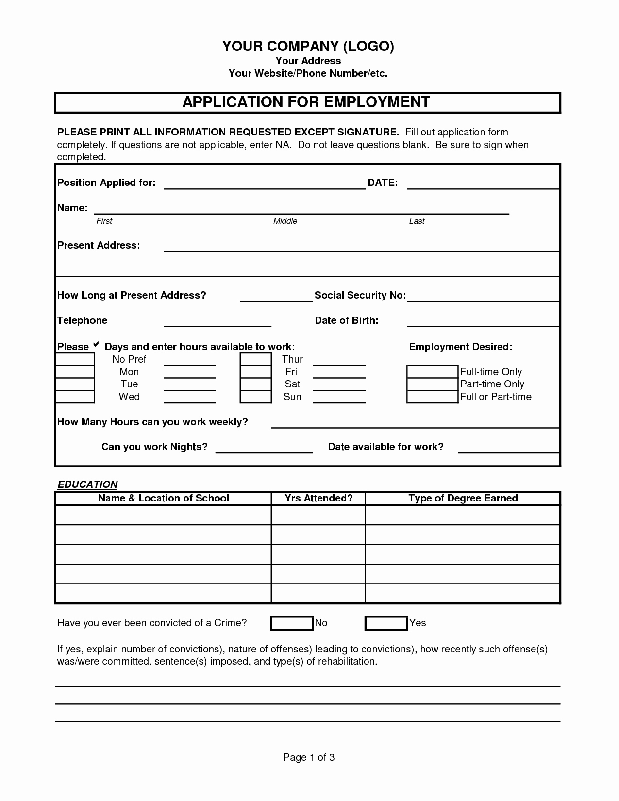 Restaurant Job Application Template Beautiful Best S Of Employment General Template Job Application