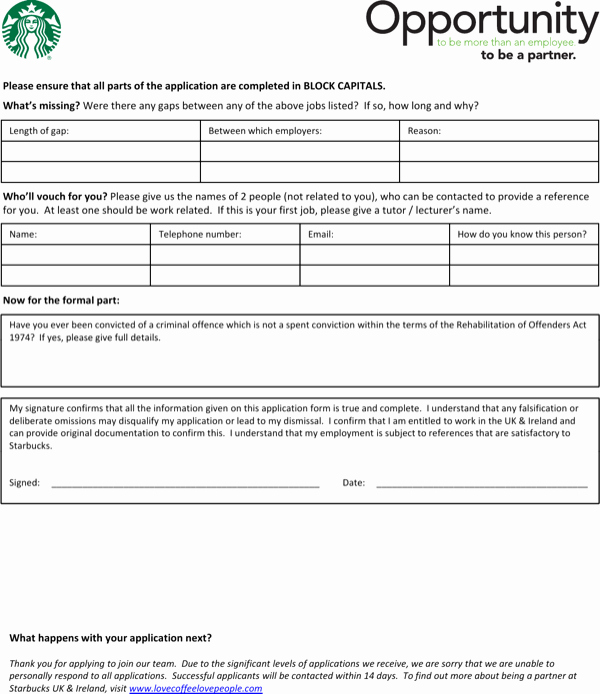 Restaurant Job Application Template Elegant Download Free Sample Starbucks Restaurant Employment